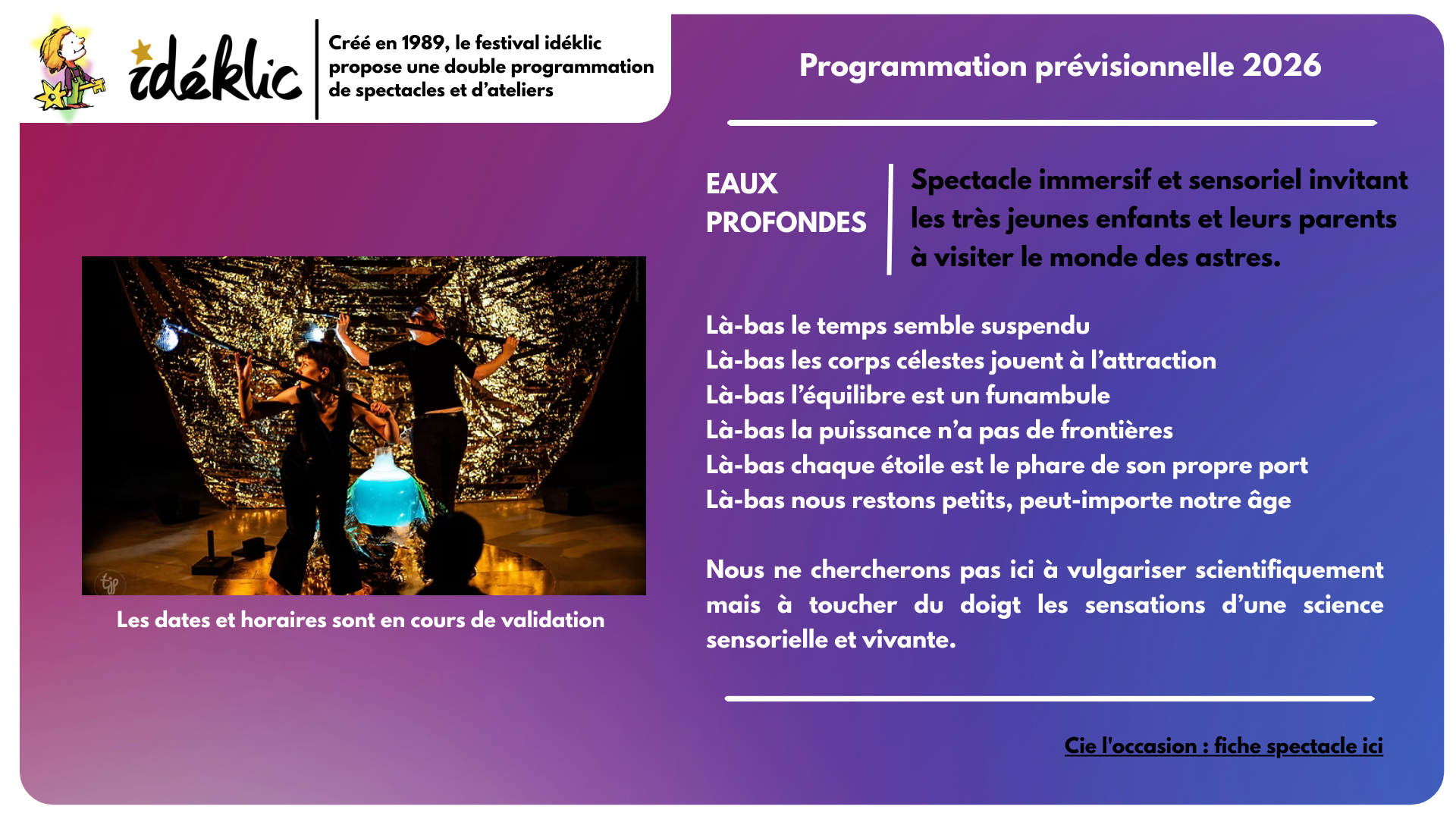 eaux profondes - Festival Ideklic